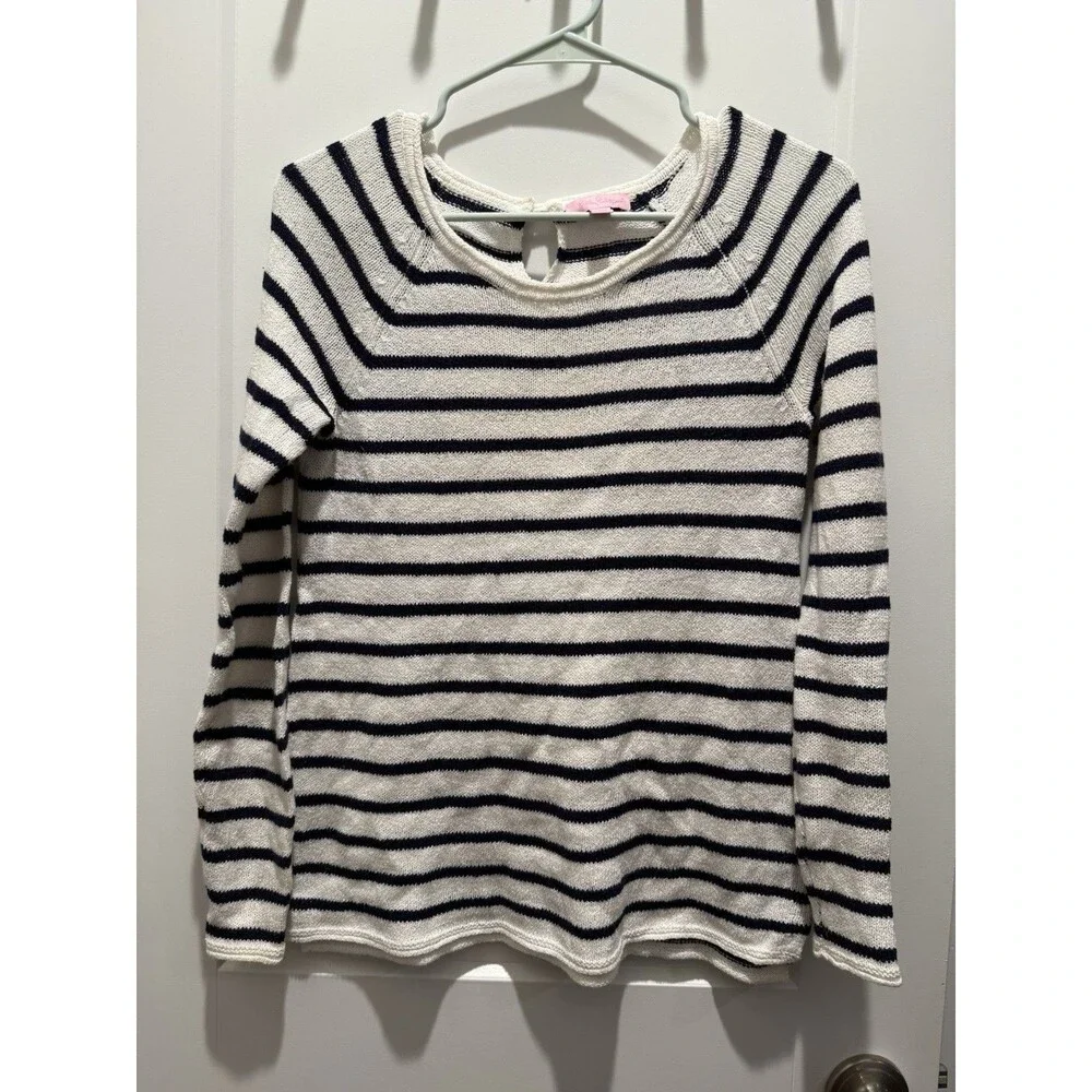 Lilly Pulitzer Sweater Size XS Nautical Quiet Luxury Beach Coastal Cotton stripe